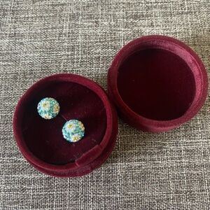 Hillberg & Berk sparkle ball stud earring teal Daisy